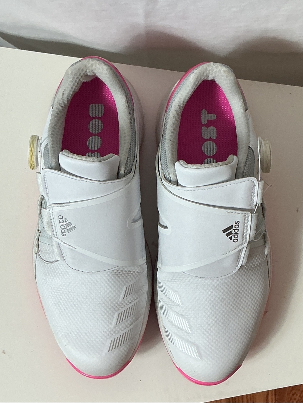 adidas Lightstrike Boost BOA White and Pink Golf Shoes